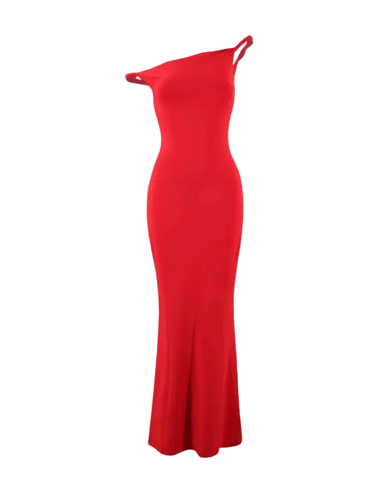 One-Shoulder Bodycon Maxi Jurk