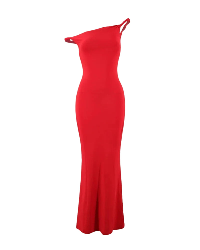 One-Shoulder Bodycon Maxi Jurk