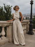 Fynelle - Elegant Mouwloos Set & Brede Broek voor Dames