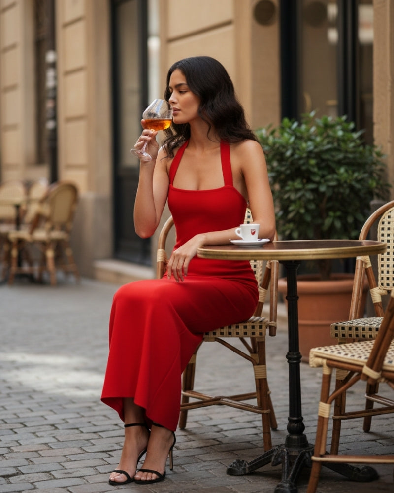 Halter Neck Slim Fit Maxi Jurk