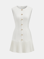 Geplooide Mini Jurk met Metalen Detail