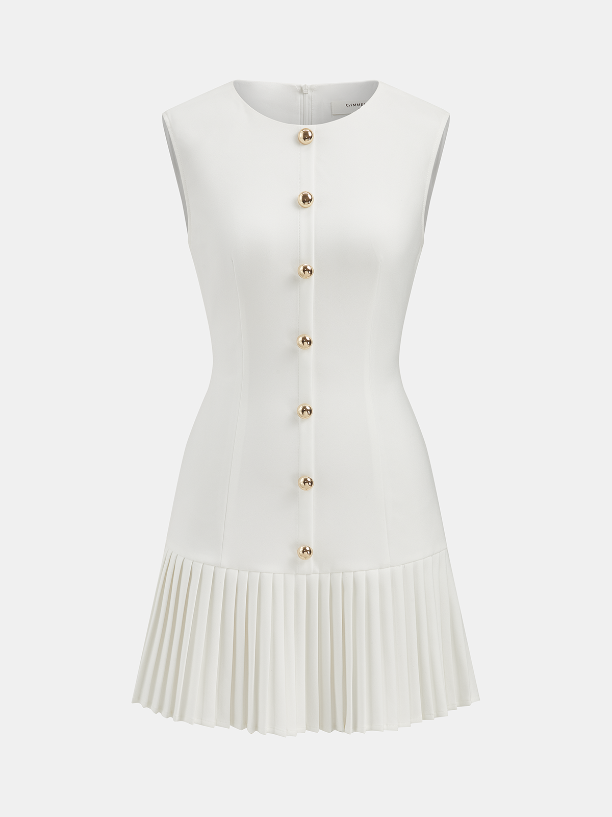 Geplooide Mini Jurk met Metalen Detail