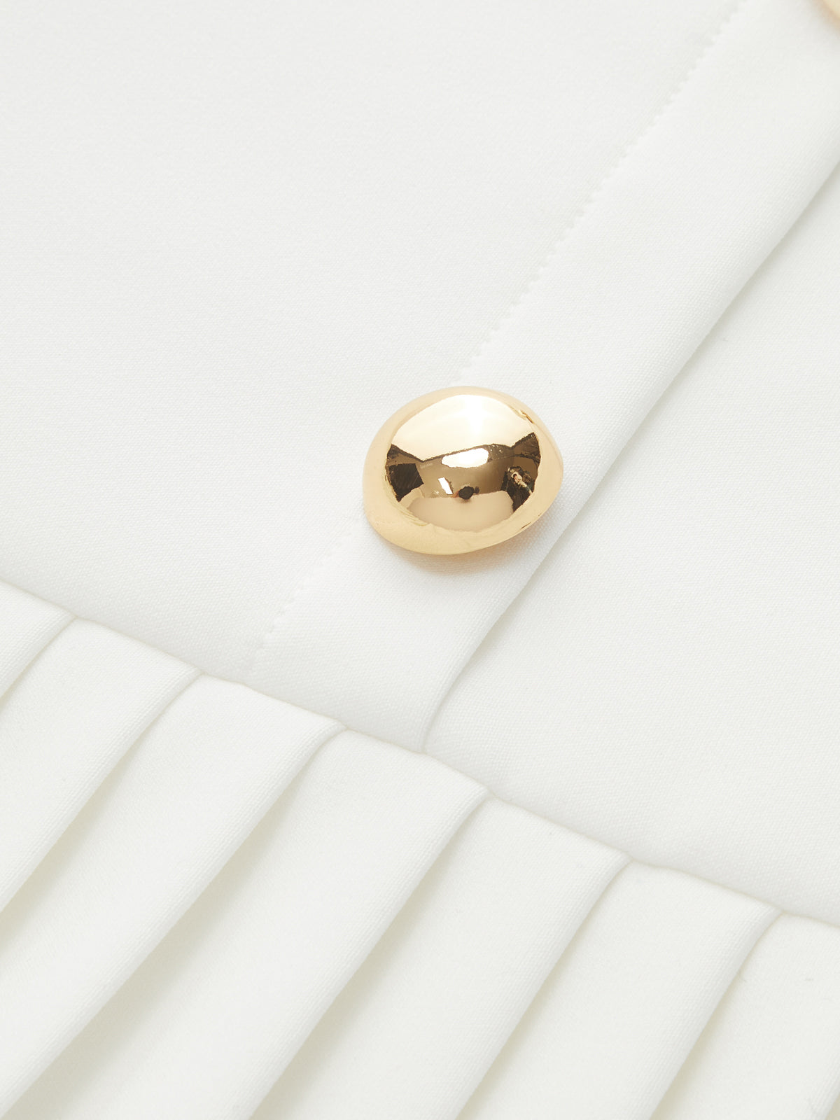 Geplooide Mini Jurk met Metalen Detail