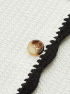 Gebreide Jurk met Contrastbies en Knopensluiting