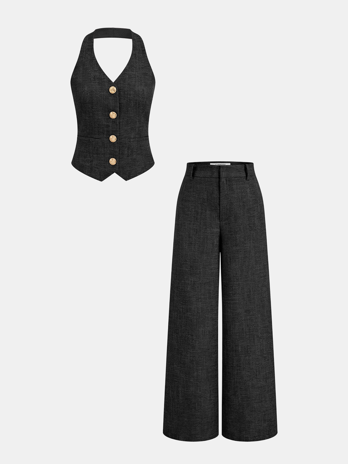 De Montclair Set – Haltergilet & Pantalon met Wijde Pijpen
