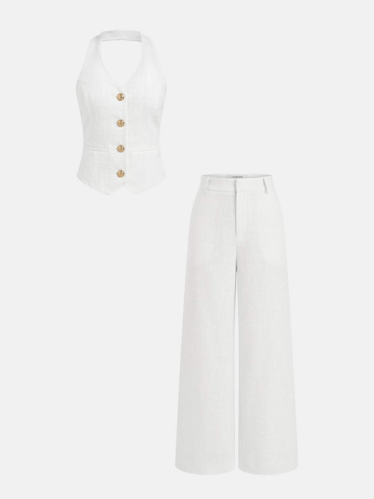 De Montclair Set – Haltergilet & Pantalon met Wijde Pijpen