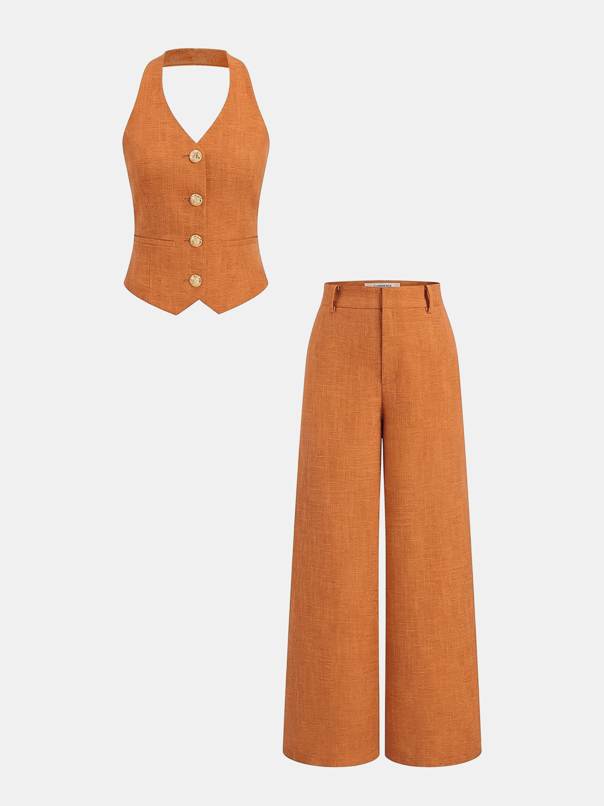 De Montclair Set – Haltergilet & Pantalon met Wijde Pijpen