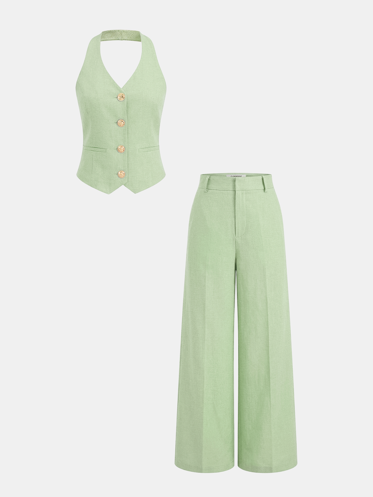 De Montclair Set – Haltergilet & Pantalon met Wijde Pijpen