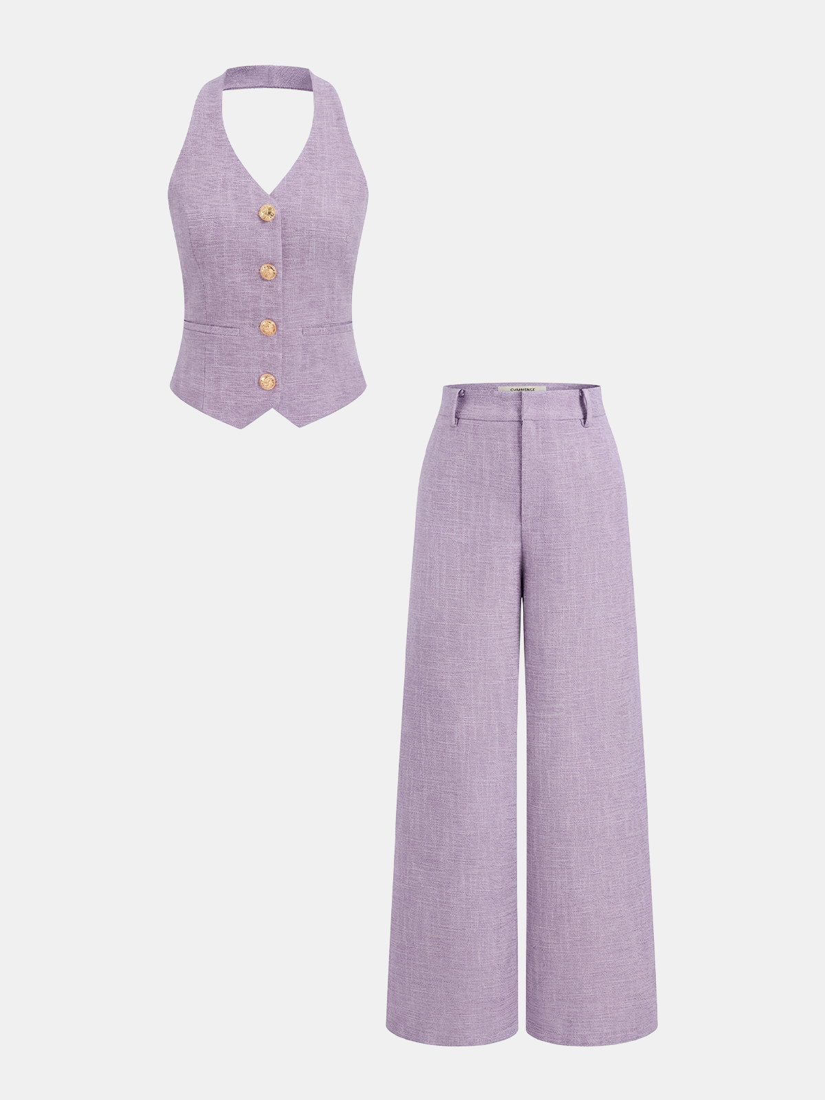 De Montclair Set – Haltergilet & Pantalon met Wijde Pijpen