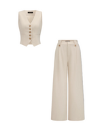 De Belvédère Set – Gilet met V-Hals & Pantalon met Wijde Pijpen