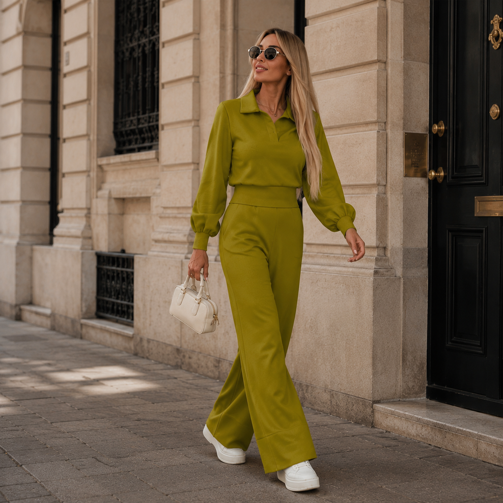 Brynelle - Chic Vrouwen Set Blouse En Brede Broek