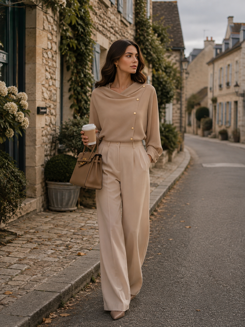 Isavellora - Elegante Drapé Trui met Gouden Knopen
