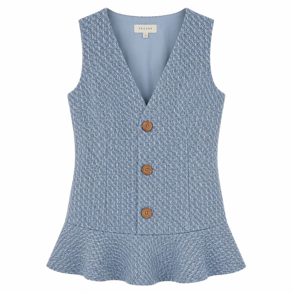 Blauwe tweedjurk
