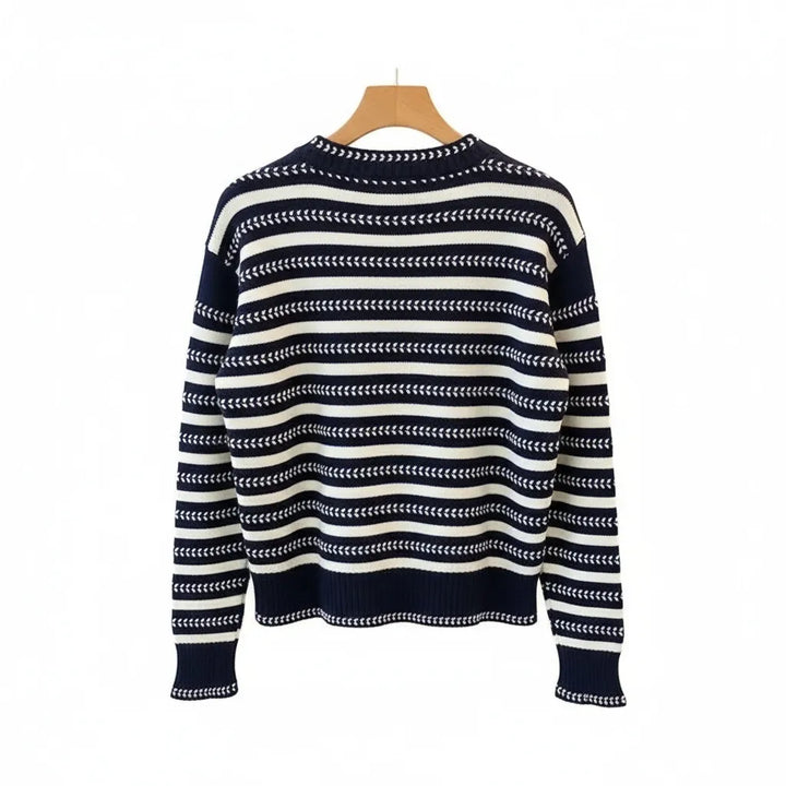 Pull Marinière Bleu Marine Femme