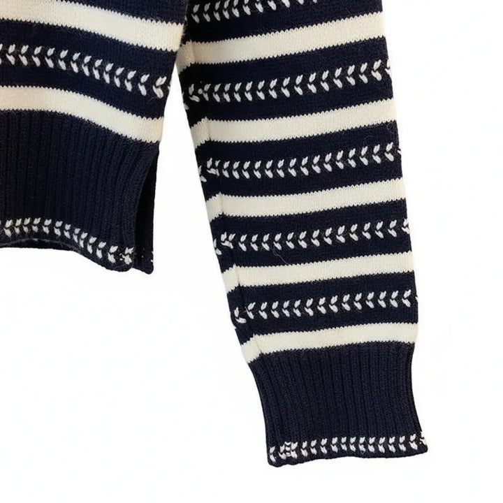 Pull Marinière Bleu Marine Femme