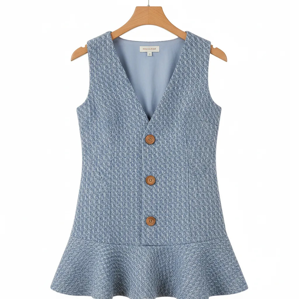 Blauwe tweedjurk