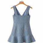 Blauwe tweedjurk