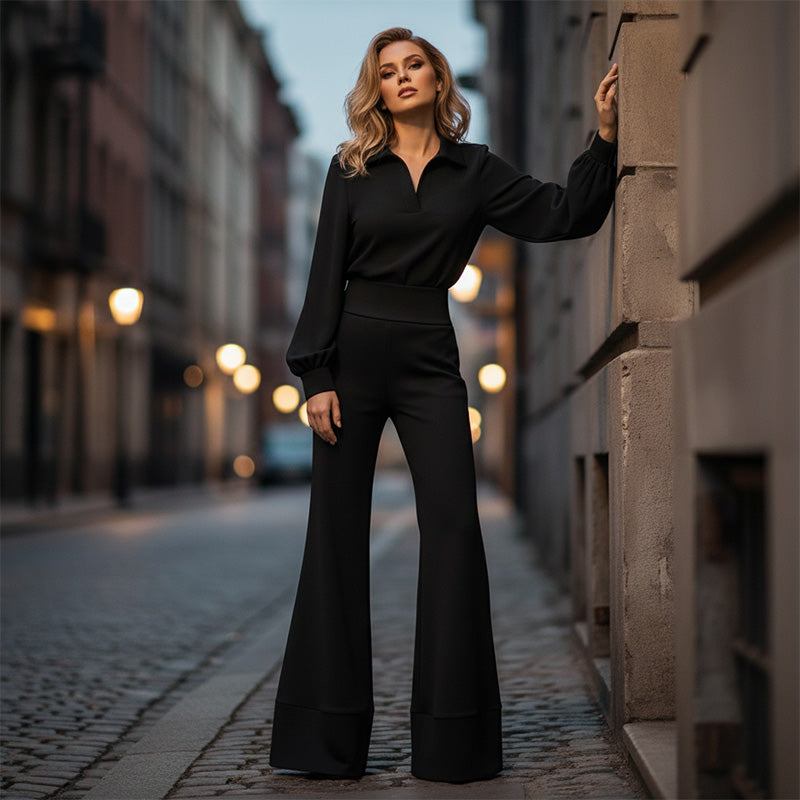 Brynelle - Chic Vrouwen Set Blouse En Brede Broek