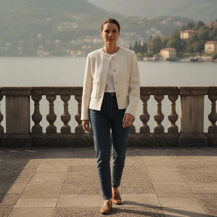 Veste Tweed Femme Beige