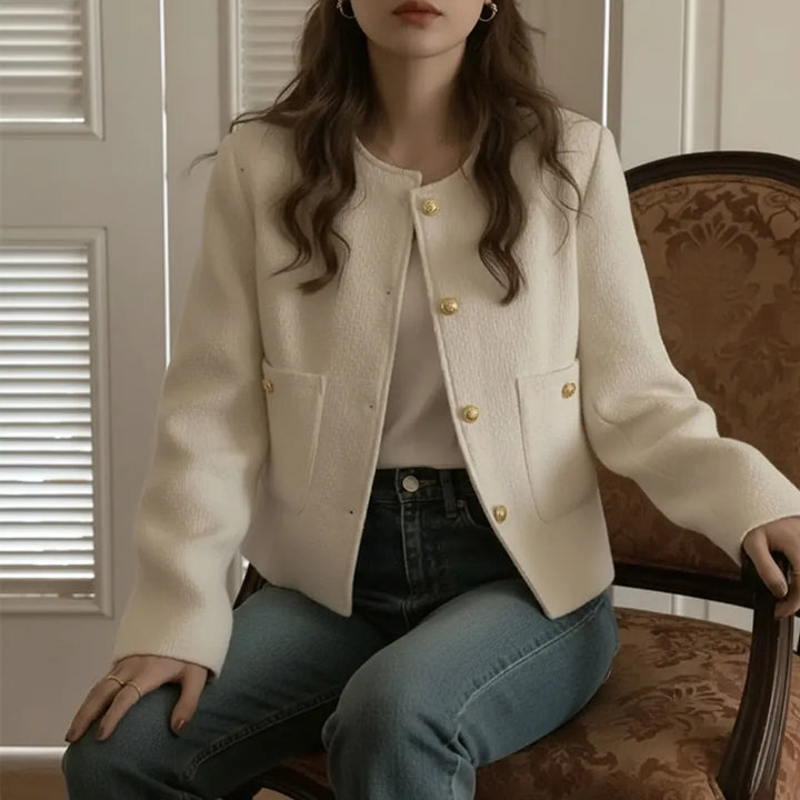 Veste Tweed Femme Beige