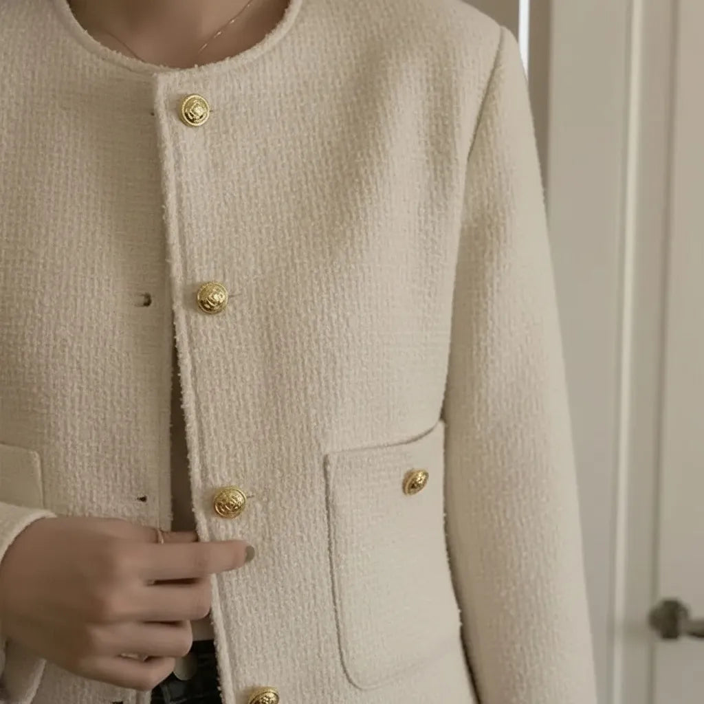 Veste Tweed Femme Beige