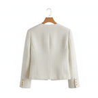 Beige Tweed Blazer voor Dames